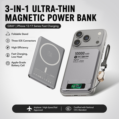 ⚡ 15W Magnetic Wireless Power Bank – Ultra-Slim 0.35" Portable Charger
