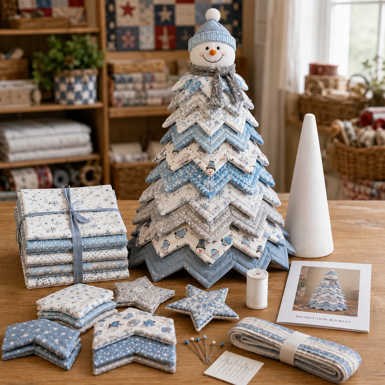 🔥LAST DAY 69% OFF🎄 DIY Quilted Santa Christmas Tree Kit – Handmade Holiday Craft & Festive Tabletop Decor