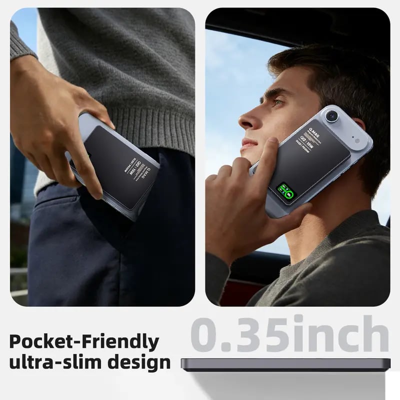 ⚡ 15W Magnetic Wireless Power Bank – Ultra-Slim 0.35" Portable Charger