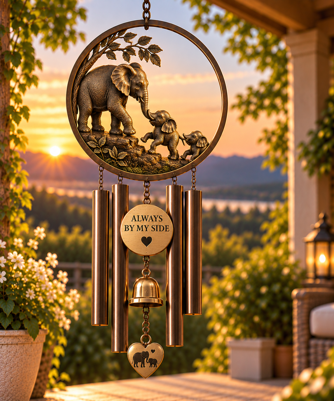 🐘 Always By My Side – Elephant Family Wind Chime