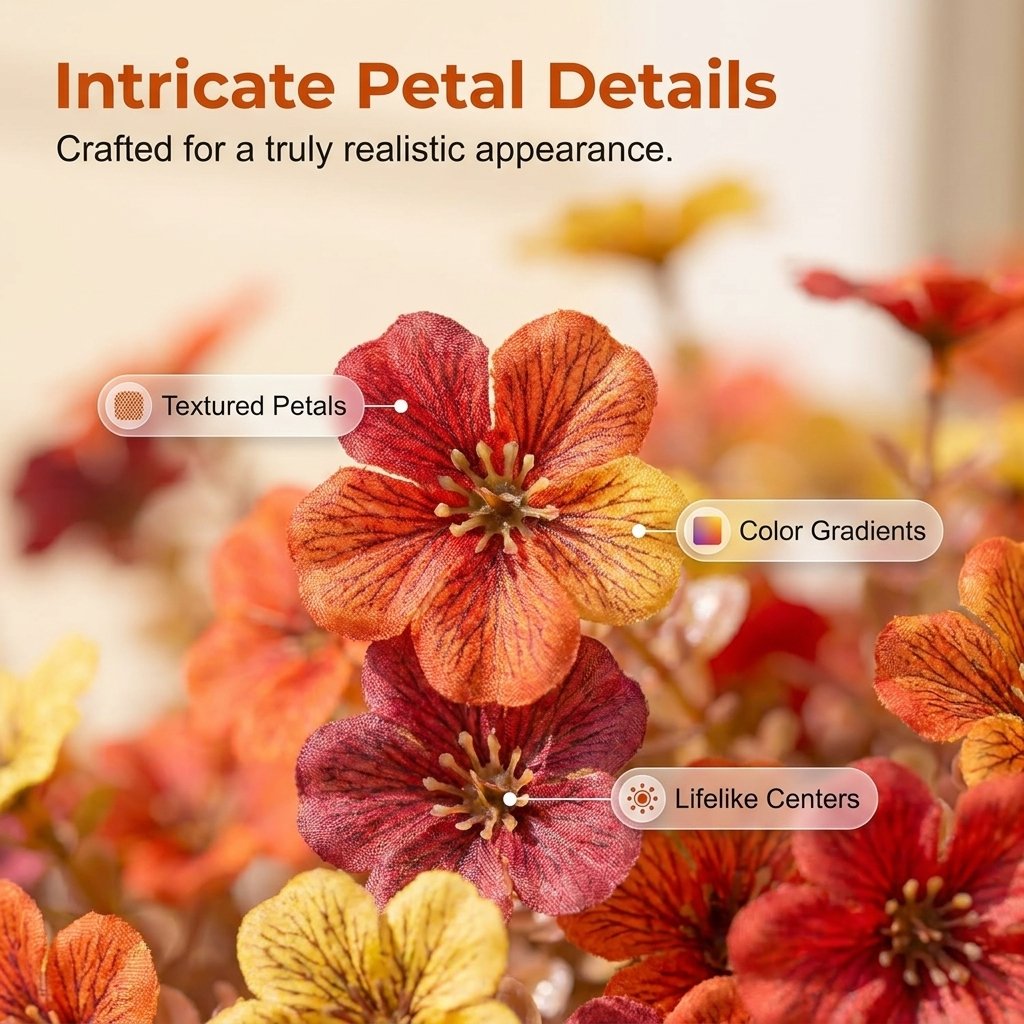 🍂🧡Artificial Autumn Violet Silk Flower Bouquet✨Weatherproof Faux Fall Floral Stems, Front Porch & Table Arrangement, Halloween Home Decor