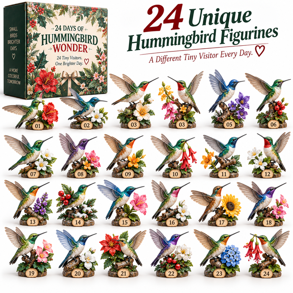 24 Days of Hummingbird Wonder — A Different Tiny Visitor Every Day 🌺