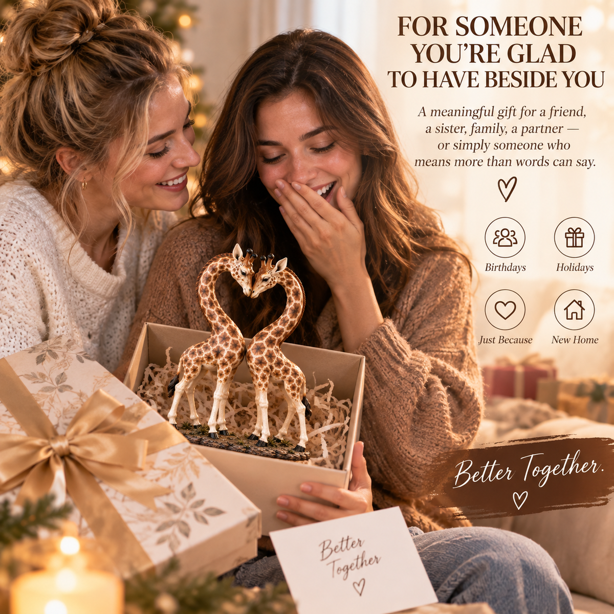 Better Together – Giraffe Heart Sculpture 🦒♡🦒