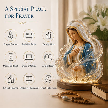 🔥LAST DAY 50% OFF - 🙏Our Lady of Starlight Illuminated Prayer Statue | Religious Decor & Faith Gift✨