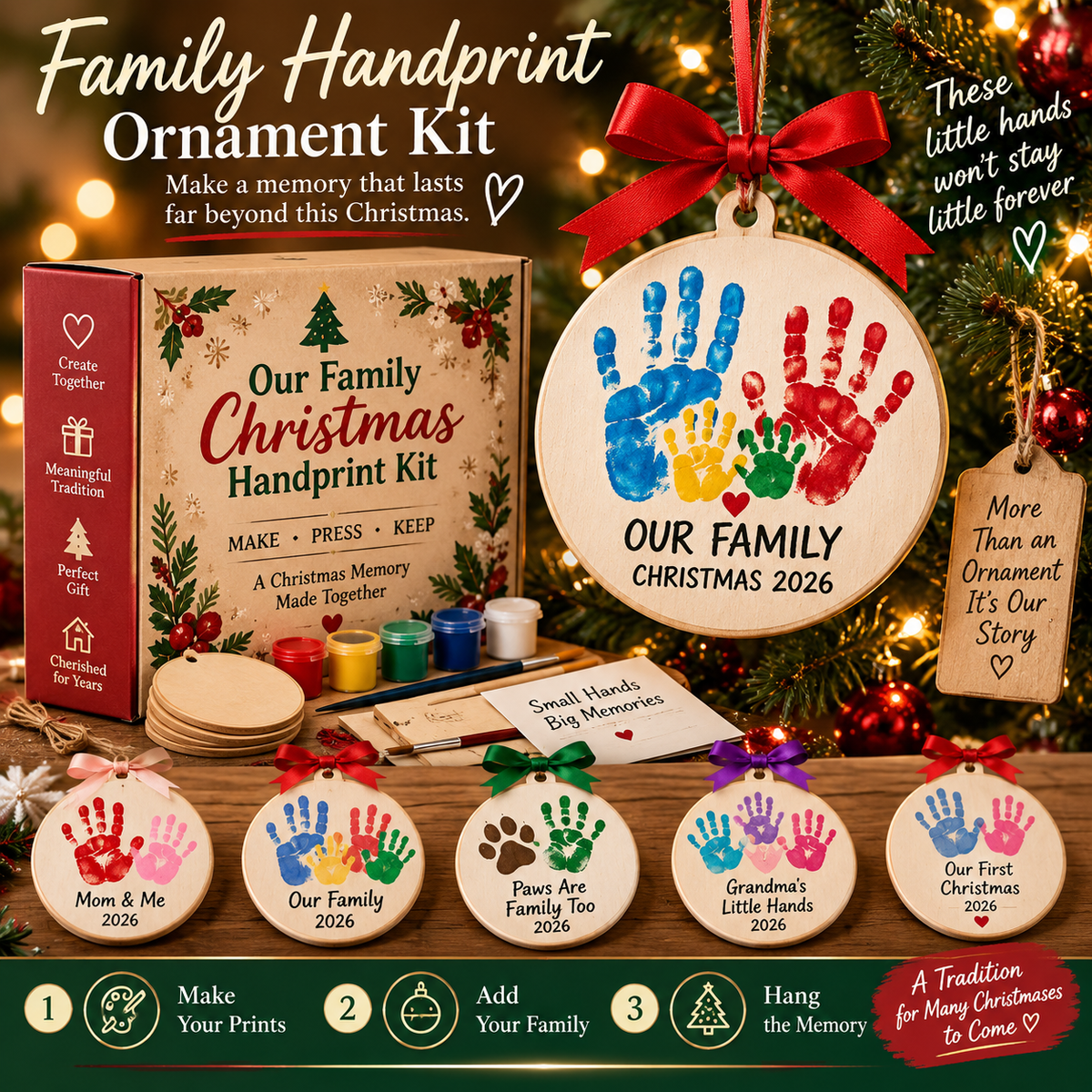 🎄 Family Handprint Christmas Keepsake Kit