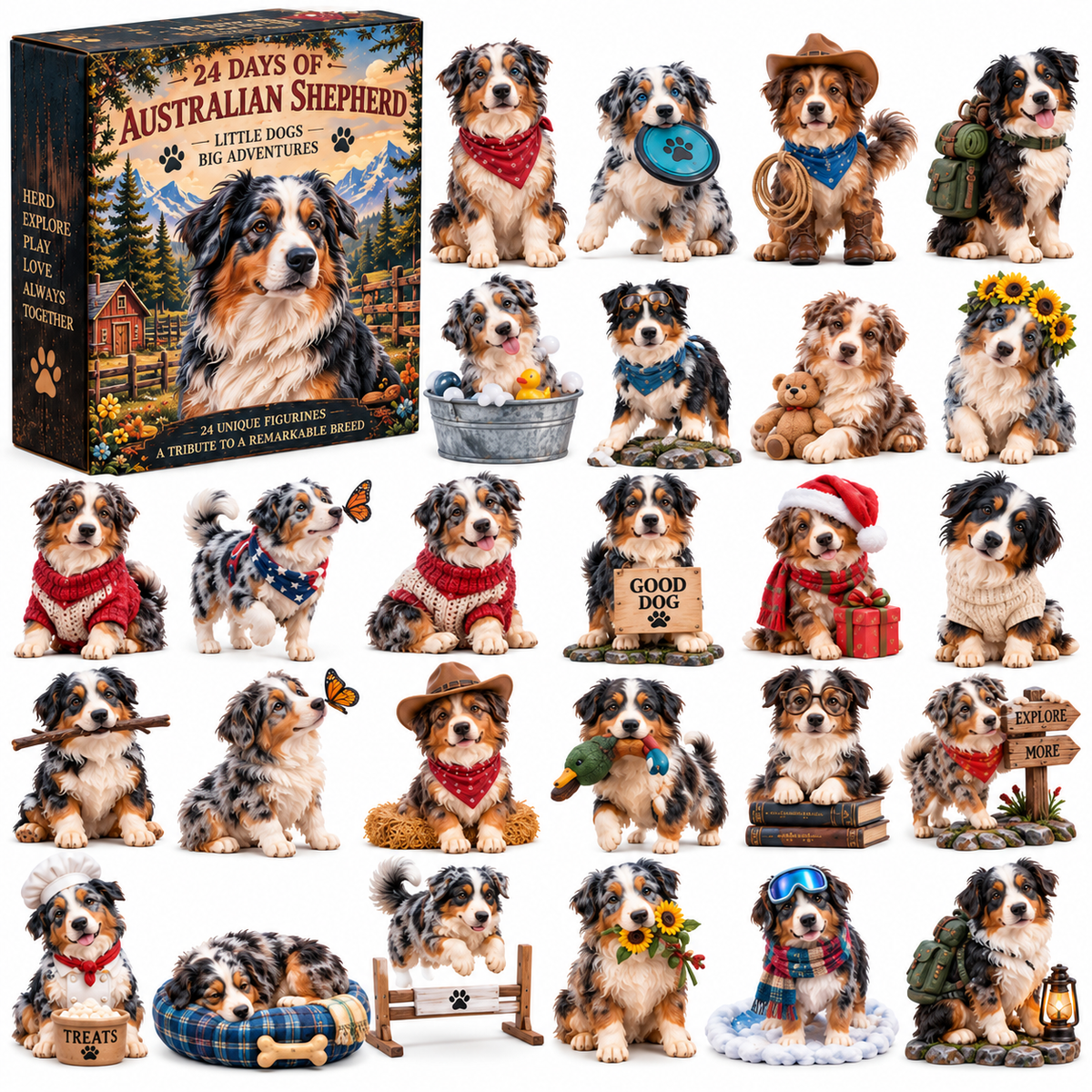 🐾 24 Days of Australian Shepherds — 24 Little Aussies, 24 Big Personalities