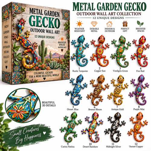 🦎 12-Piece Southwestern Gecko Wall Art Collection