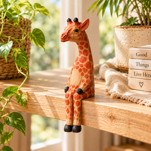 🦒 The Sitting Giraffe – Playful Shelf Décor