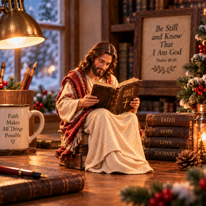 Jesus Reading the Bible — A Quiet Reminder of Faith & Peace