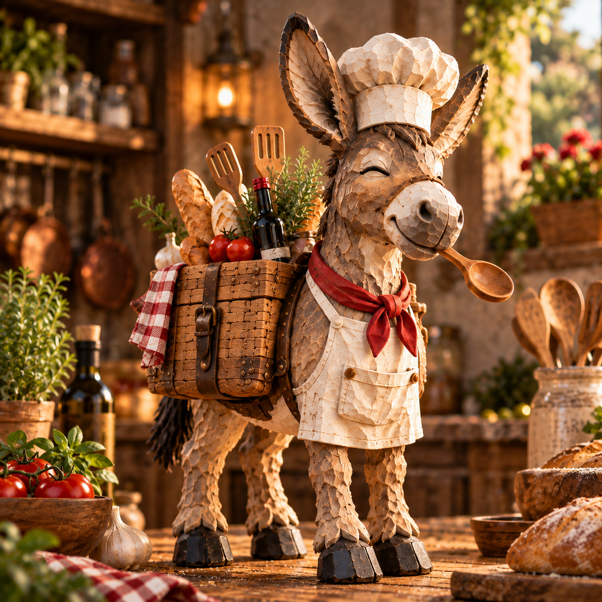 🫏 The Stubborn Little Chef — Carved Kitchen Donkey Figurine