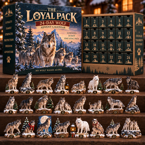 🐺🎄 The Loyal Pack – 24-Day Wolf Advent Calendar, 24 Collectible Wolf Figurines for Christmas 🎁