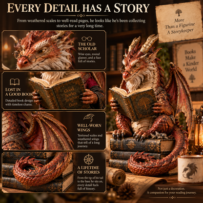 🐉 Wandering Scholar Dragon Enchanted Reading Figurine