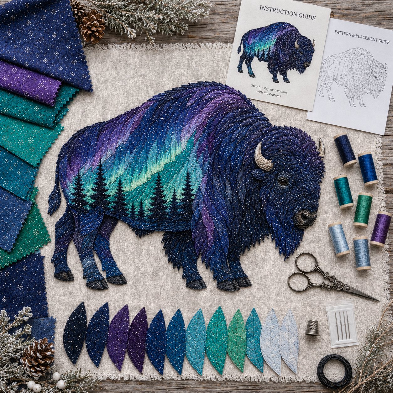 Northern Lights Wildlife DIY Patchwork Kit