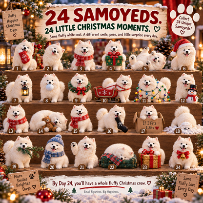 24 Days of Samoyed Smiles — A Different Fluffy Christmas Moment Every Day 🎄