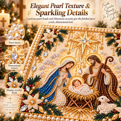 ⏳ Last Day 50% OFF – ✝️ Beginner-Friendly Christian Pearl Bead Art Kit | Pre-Printed Design with Built-In Wooden Frame & Complete Tools 💕