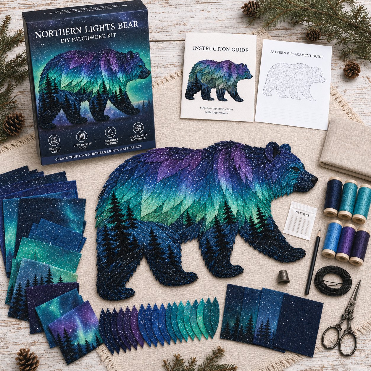 Northern Lights Wildlife DIY Patchwork Kit