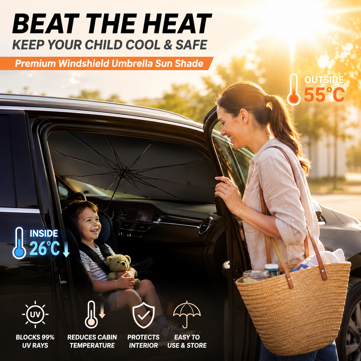 ✨️Last Day 49% OFF☀️🚗2026 Upgraded Car Windshield Sun Shade Umbrella