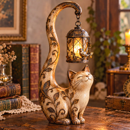 🐈‍⬛Vintage Cat Lantern Sculpture Lamp - A Little Guardian of Warmth, Memories & Cozy Corners🐈‍⬛