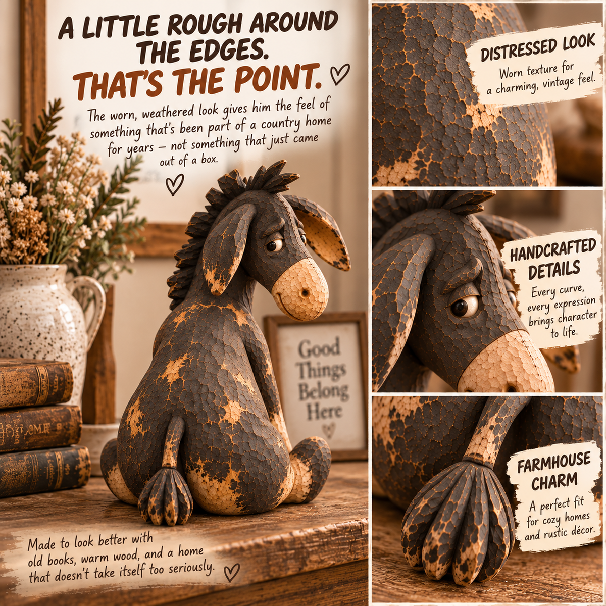A Little Stubborn, A Lot of Personality — Rustic Donkey Figurine