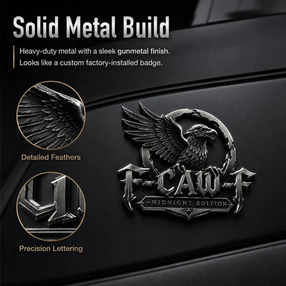 🦅 F-CAW-FTM Midnight Edition Metal Emblem - Premium Raven Badge For Drivers With Attitude