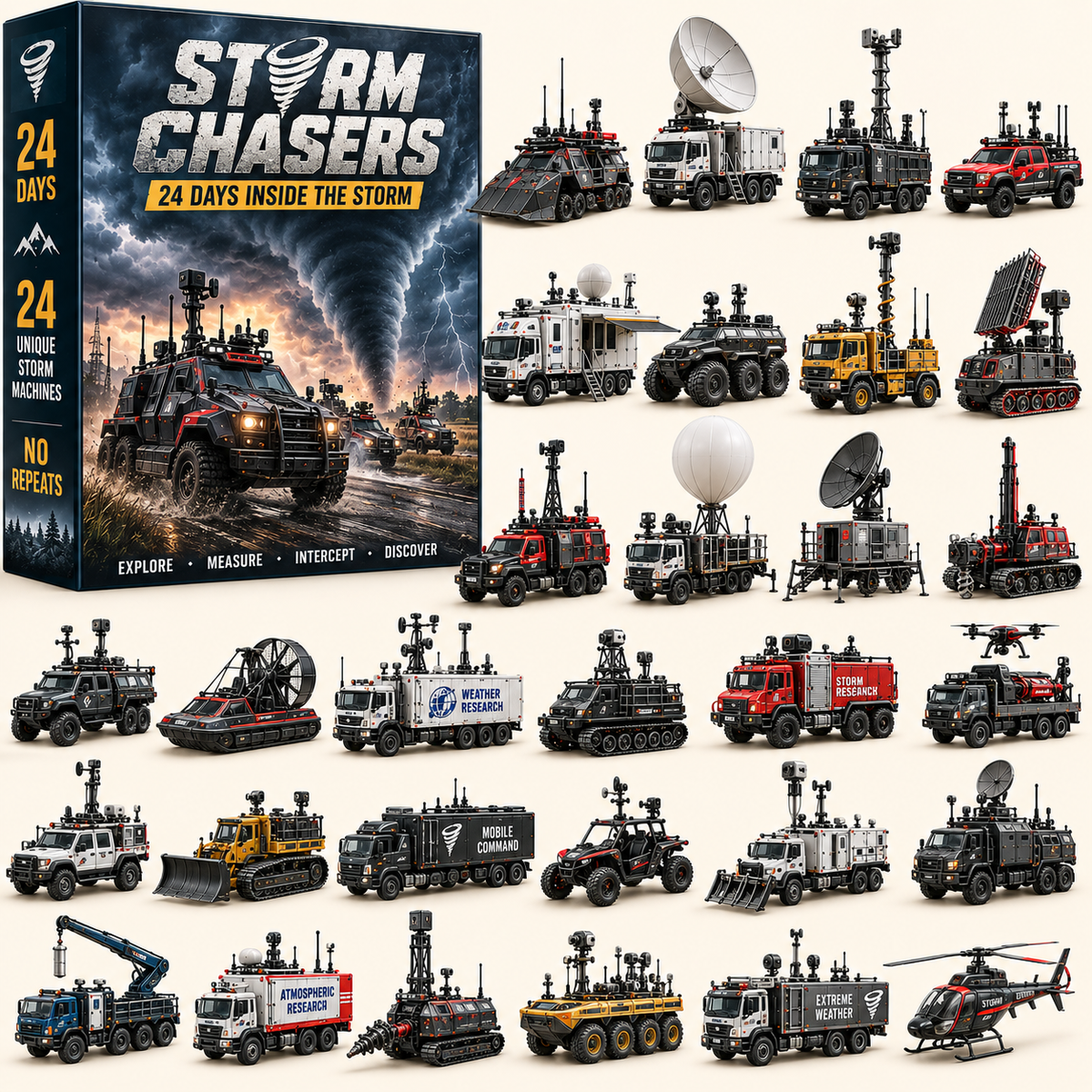🌪️ 24-Day Storm Chaser Vehicle Advent Calendar