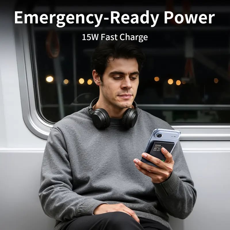 ⚡ 15W Magnetic Wireless Power Bank – Ultra-Slim 0.35" Portable Charger