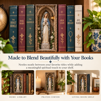 Our Lady’s Quiet Corner — A Sacred Bookshelf Keepsake ✨