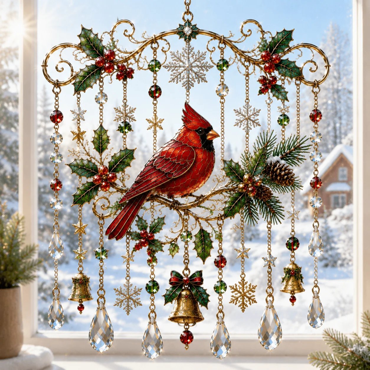 🔥Last Day 49% OFF - 🦌🎄Handmade Christmas Stained Glass Window Hanging | ✨Bring Christmas Magic Home