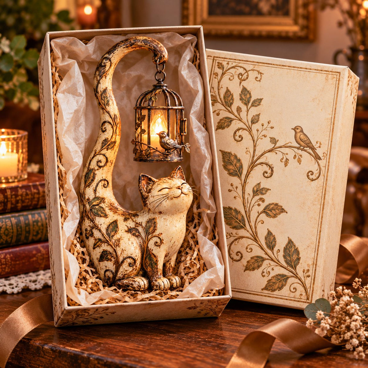 🐈‍⬛Vintage Cat Lantern Sculpture Lamp - A Little Guardian of Warmth, Memories & Cozy Corners🐈‍⬛