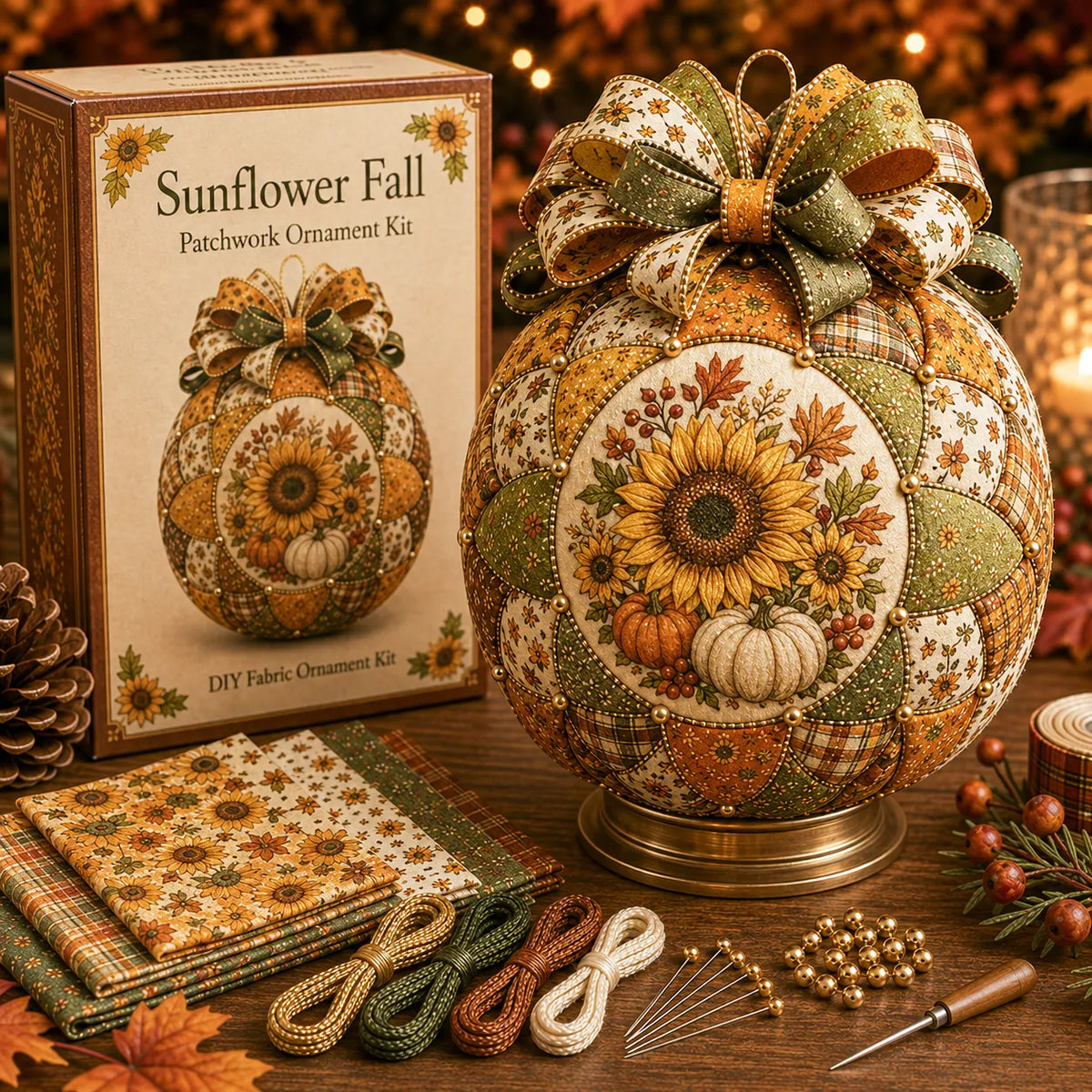 🔥LAST DAY 50% OFF -🍂 Autumn Thanksgiving Classics Patchwork Ornament DIY Kit