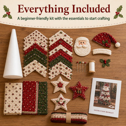 🔥LAST DAY 69% OFF🎄 DIY Quilted Santa Christmas Tree Kit – Handmade Holiday Craft & Festive Tabletop Decor