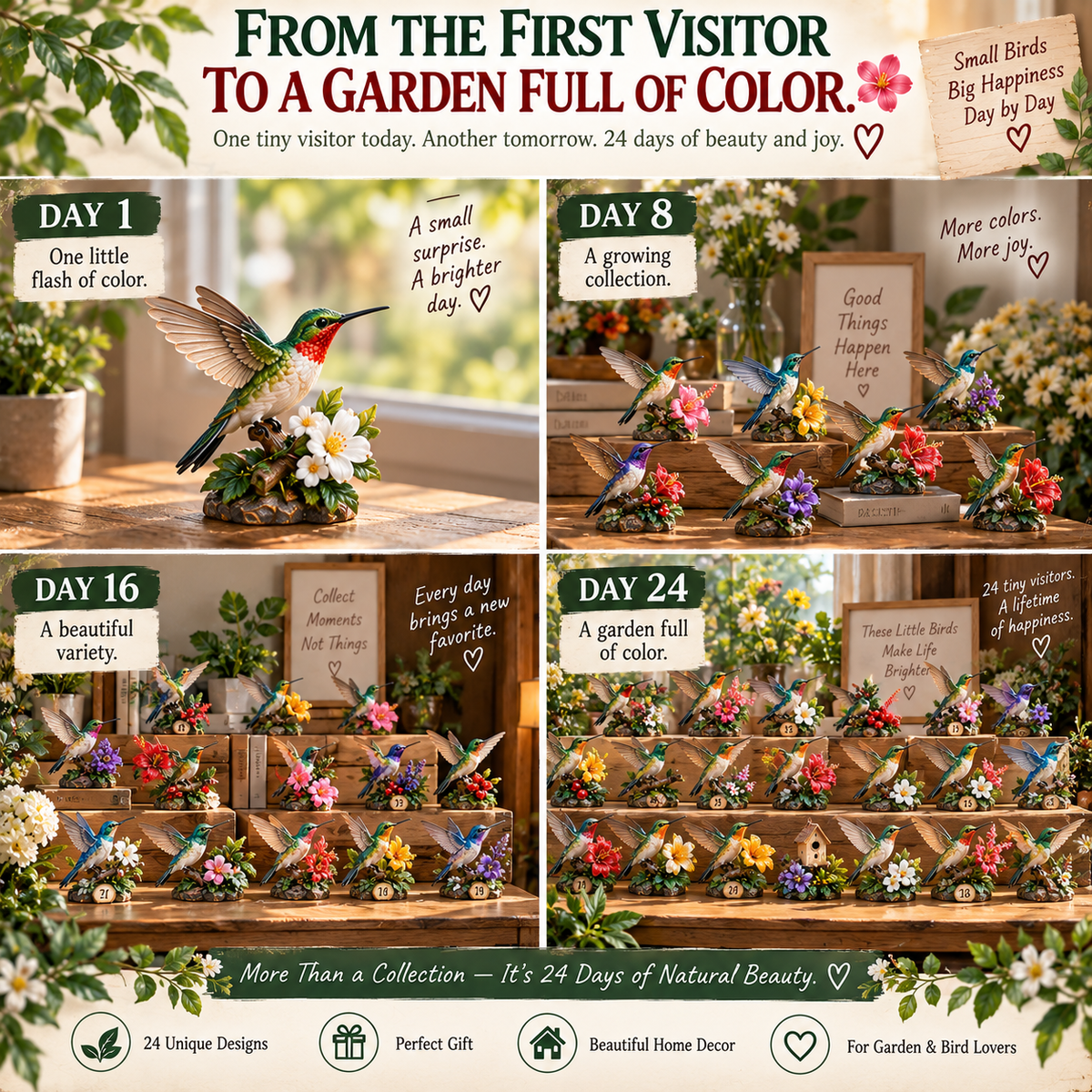 24 Days of Hummingbird Wonder — A Different Tiny Visitor Every Day 🌺
