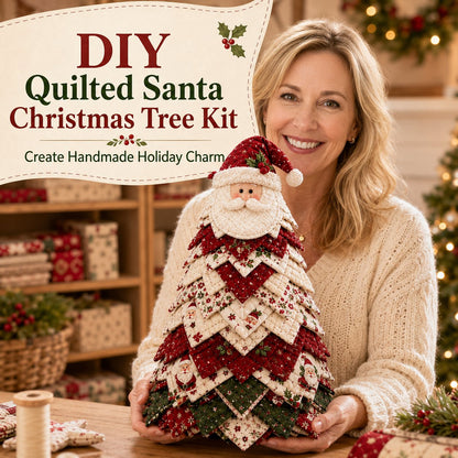 🔥LAST DAY 69% OFF🎄 DIY Quilted Santa Christmas Tree Kit – Handmade Holiday Craft & Festive Tabletop Decor