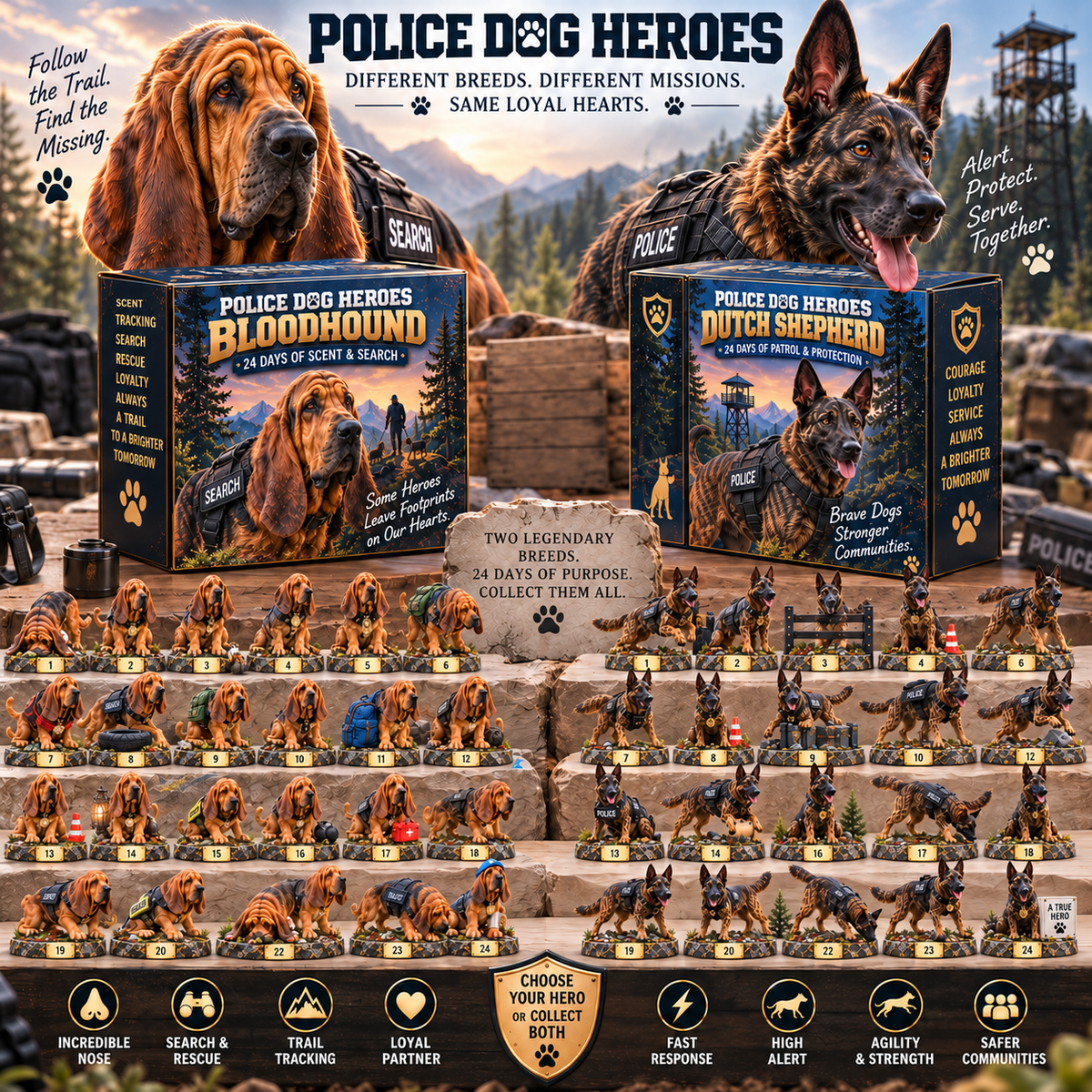 🐾 24 Days of Police Dog Heroes — Bloodhound & Dutch Shepherd Mission Collection