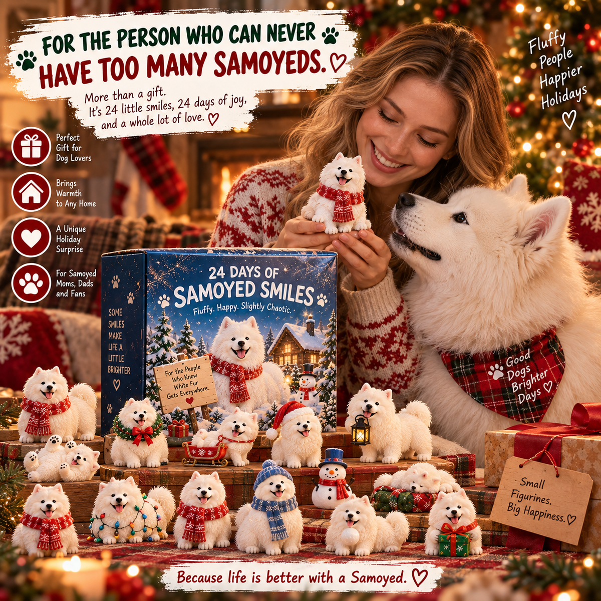 24 Days of Samoyed Smiles — A Different Fluffy Christmas Moment Every Day 🎄