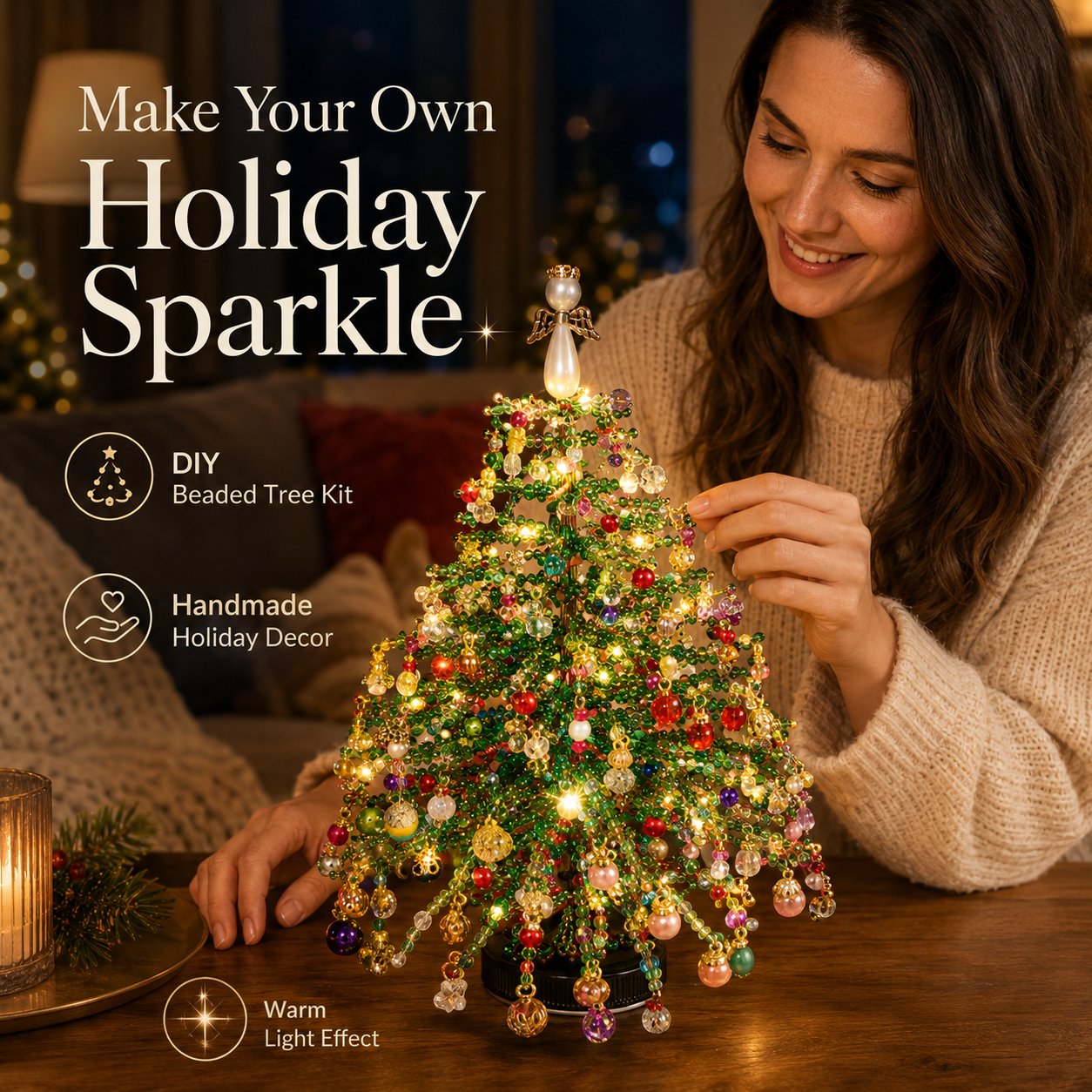🔥HOT SALE 49% OFF🎄✨DIY Beaded Christmas Tree Kit – 🎅Create Your Own Sparkling Holiday Decoration