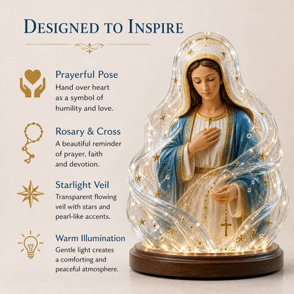 🔥LAST DAY 50% OFF - 🙏Our Lady of Starlight Illuminated Prayer Statue | Religious Decor & Faith Gift✨