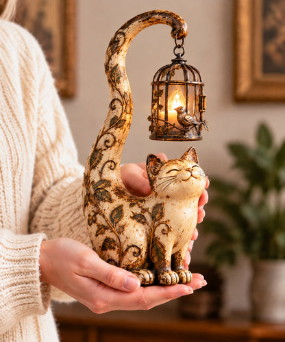 🐈‍⬛Vintage Cat Lantern Sculpture Lamp - A Little Guardian of Warmth, Memories & Cozy Corners🐈‍⬛