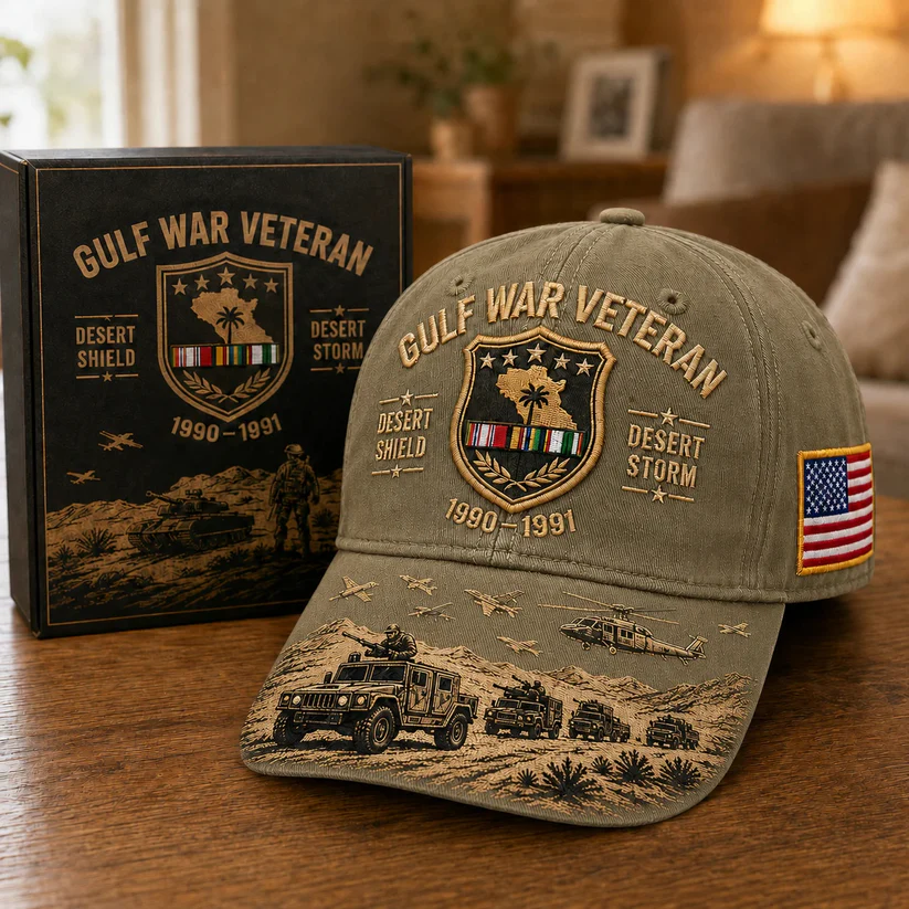 🏜️ Desert Storm Veteran Commemorative Cap – Gulf War Desert Shield Veteran Hat