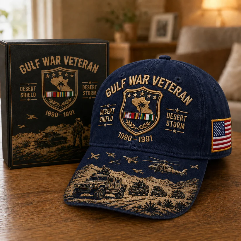 🏜️ Desert Storm Veteran Commemorative Cap – Gulf War Desert Shield Veteran Hat