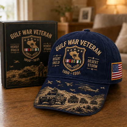 🏜️ Desert Storm Veteran Commemorative Cap – Gulf War Desert Shield Veteran Hat