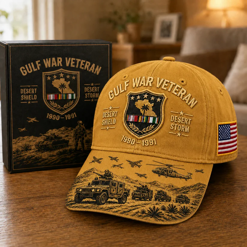 🏜️ Desert Storm Veteran Commemorative Cap – Gulf War Desert Shield Veteran Hat