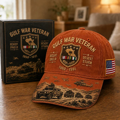 🏜️ Desert Storm Veteran Commemorative Cap – Gulf War Desert Shield Veteran Hat