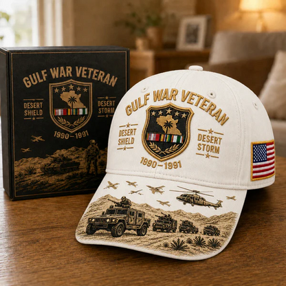 🏜️ Desert Storm Veteran Commemorative Cap – Gulf War Desert Shield Veteran Hat
