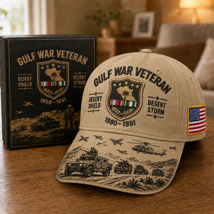🏜️ Desert Storm Veteran Commemorative Cap – Gulf War Desert Shield Veteran Hat